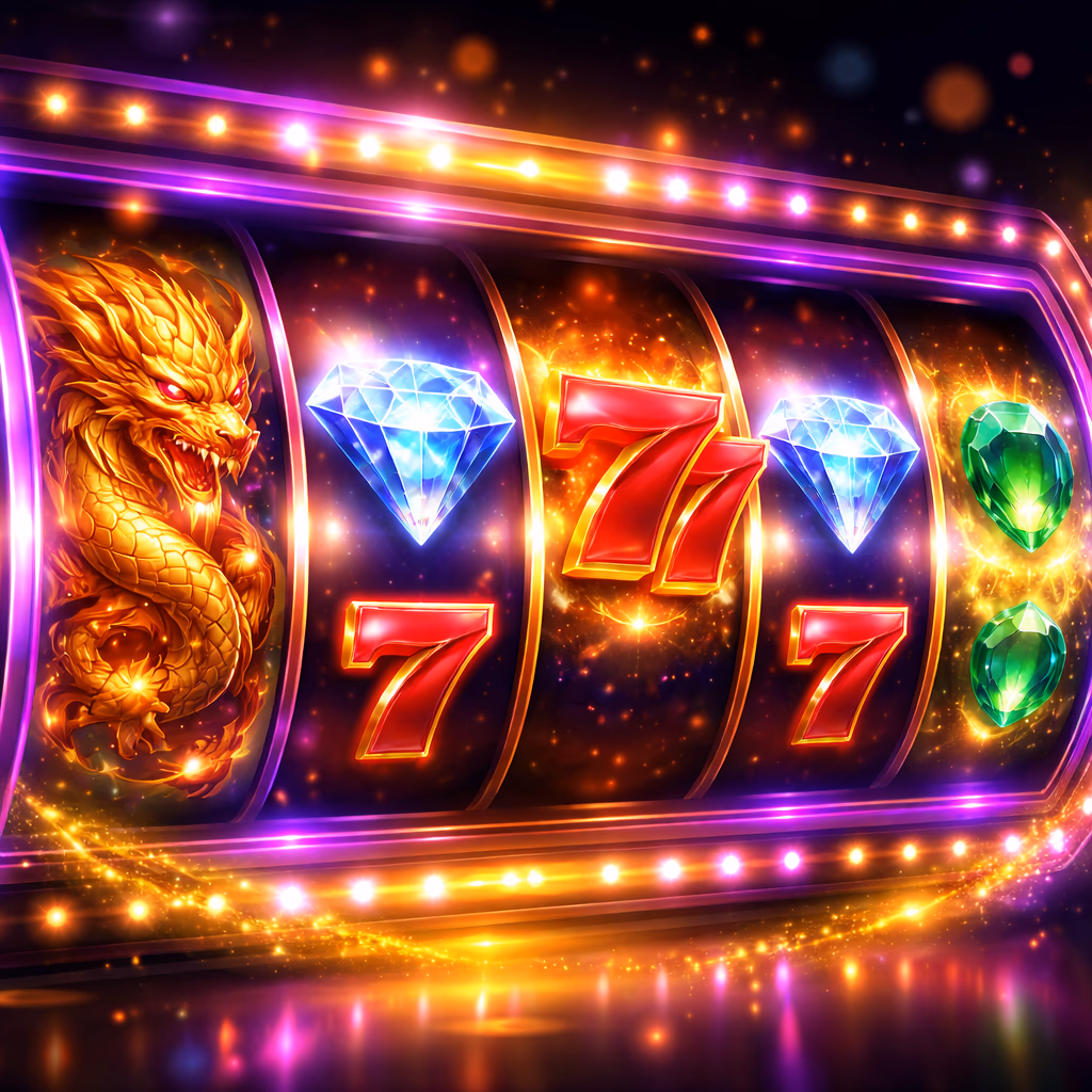 Delighted Bangladeshi woman enjoying vibrant online slot games with lucky 777 symbols and sparkling jackpot animations at GolryBD