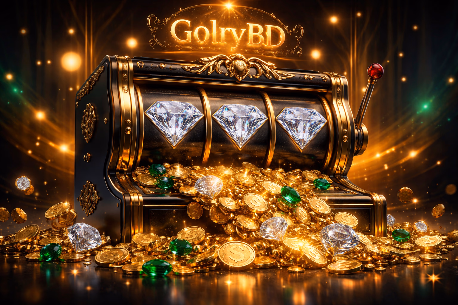 Stylish Bangladeshi gentleman in traditional attire enjoying a luxurious golden slot machine with premium casino ambiance at GolryBD